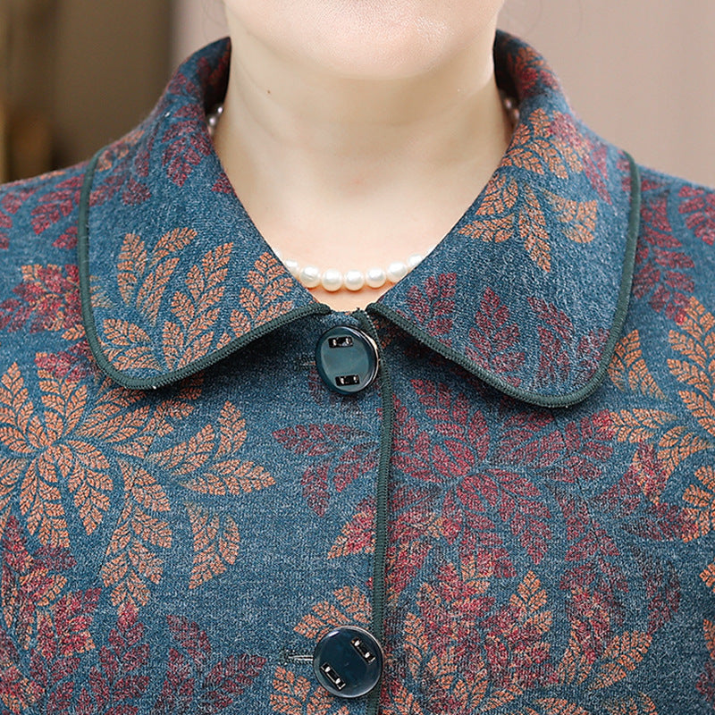 Middle-aged And Elderly Fleece-lined Padded Lapel Clothes