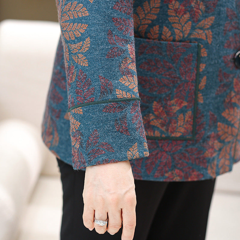 Middle-aged And Elderly Fleece-lined Padded Lapel Clothes