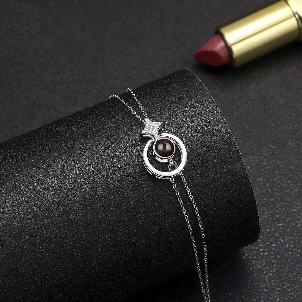S925 Round Star Studded Diamond Women&