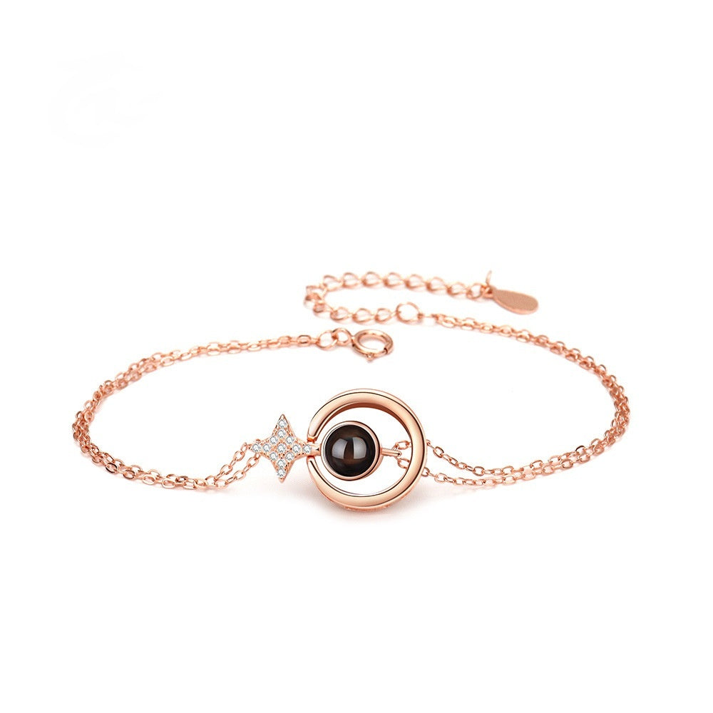 S925 Round Star Studded Diamond Women&