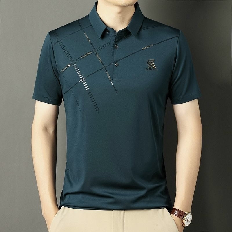Business Casual Lapels T-shirt Middle-aged Men&