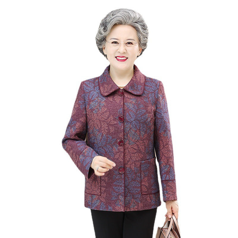 Middle-aged And Elderly Fleece-lined Padded Lapel Clothes
