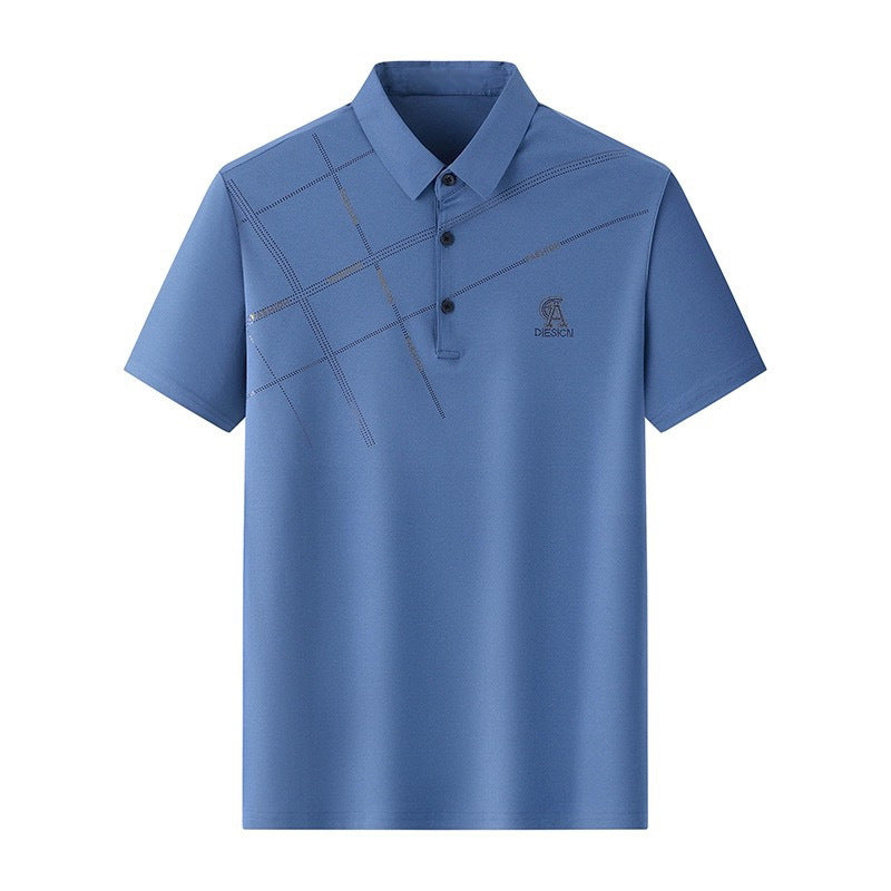 Business Casual Lapels T-shirt Middle-aged Men&