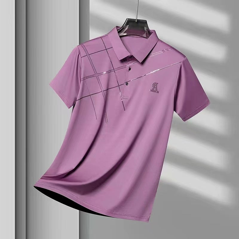 Business Casual Lapels T-shirt Middle-aged Men&