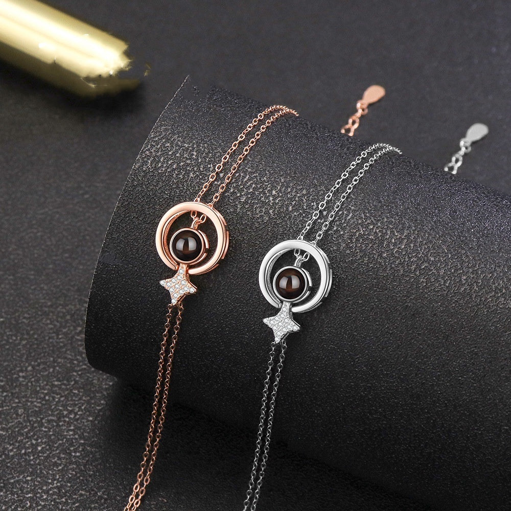 S925 Round Star Studded Diamond Women&
