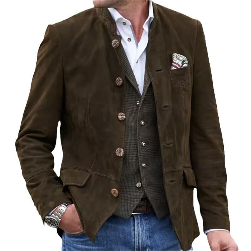 Button Stand Collar Men&