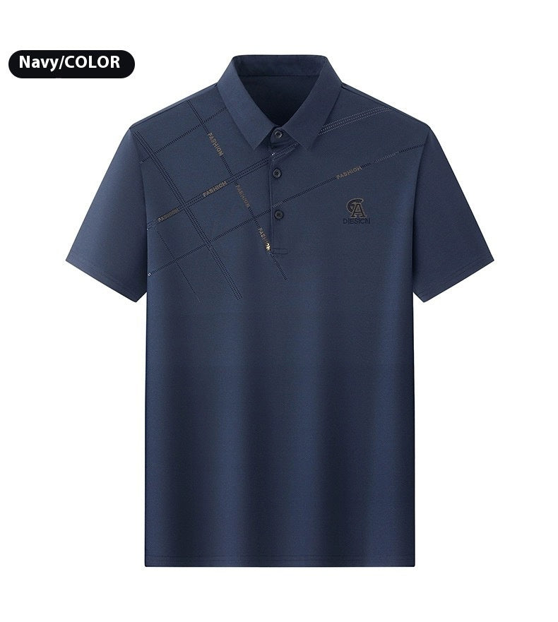 Business Casual Lapels T-shirt Middle-aged Men&