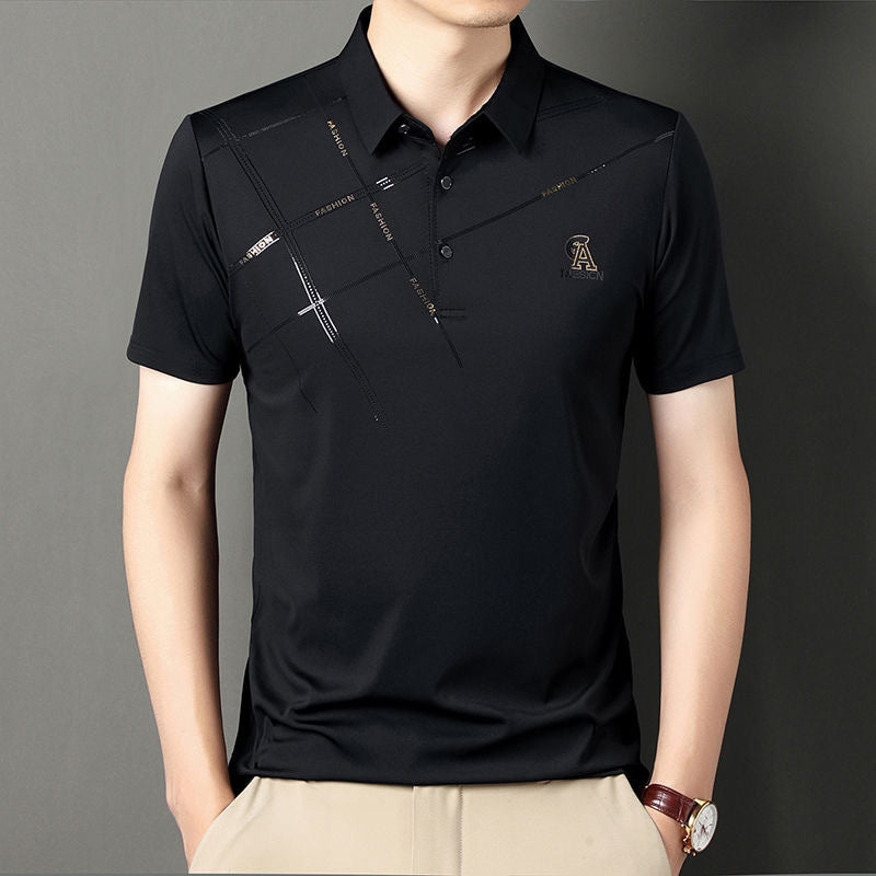 Business Casual Lapels T-shirt Middle-aged Men&