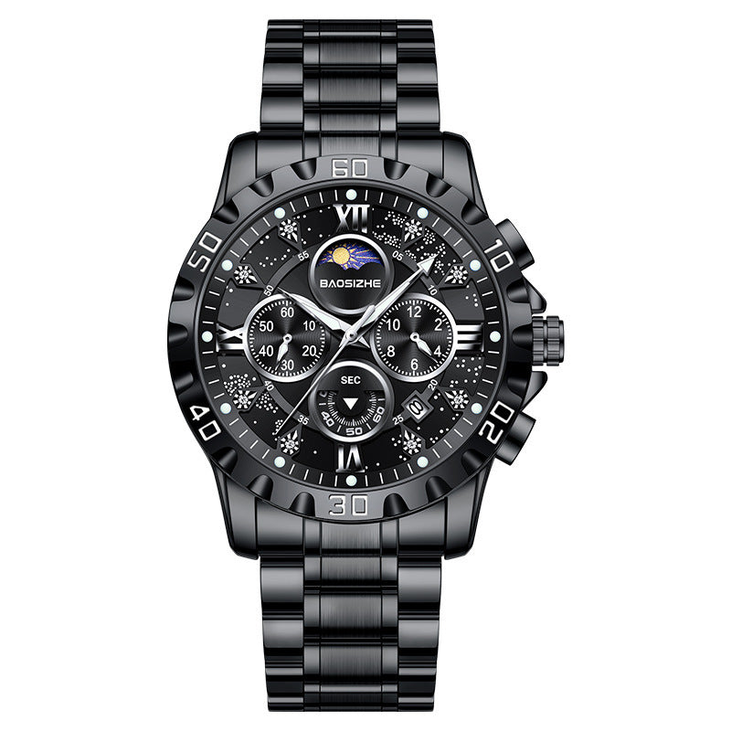 Automatic Non-mechanical Watch Steel Belt Waterproof Quartz Watch Men&