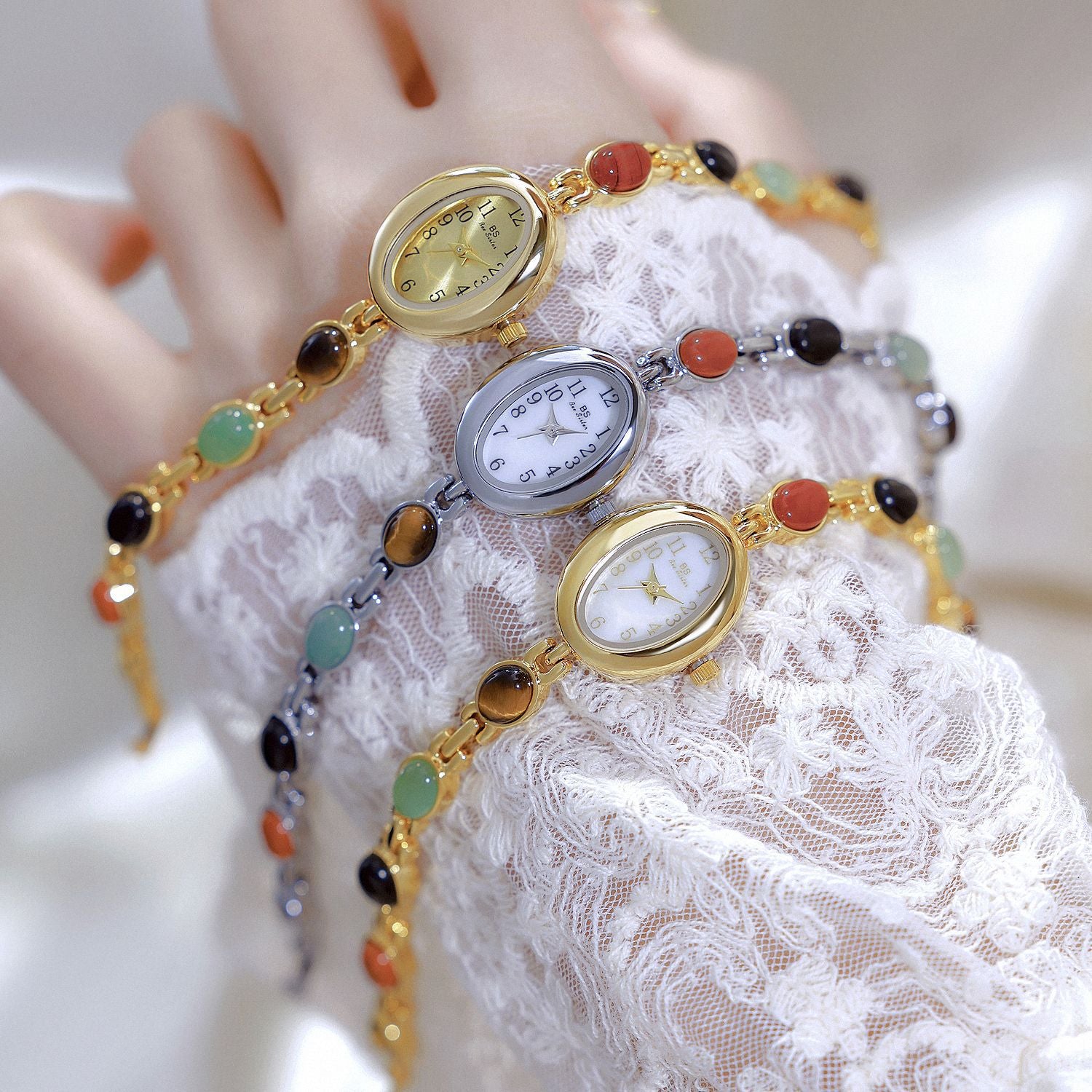 Natural Jade Multi-treasure Bracelet Fu Lu Shou
