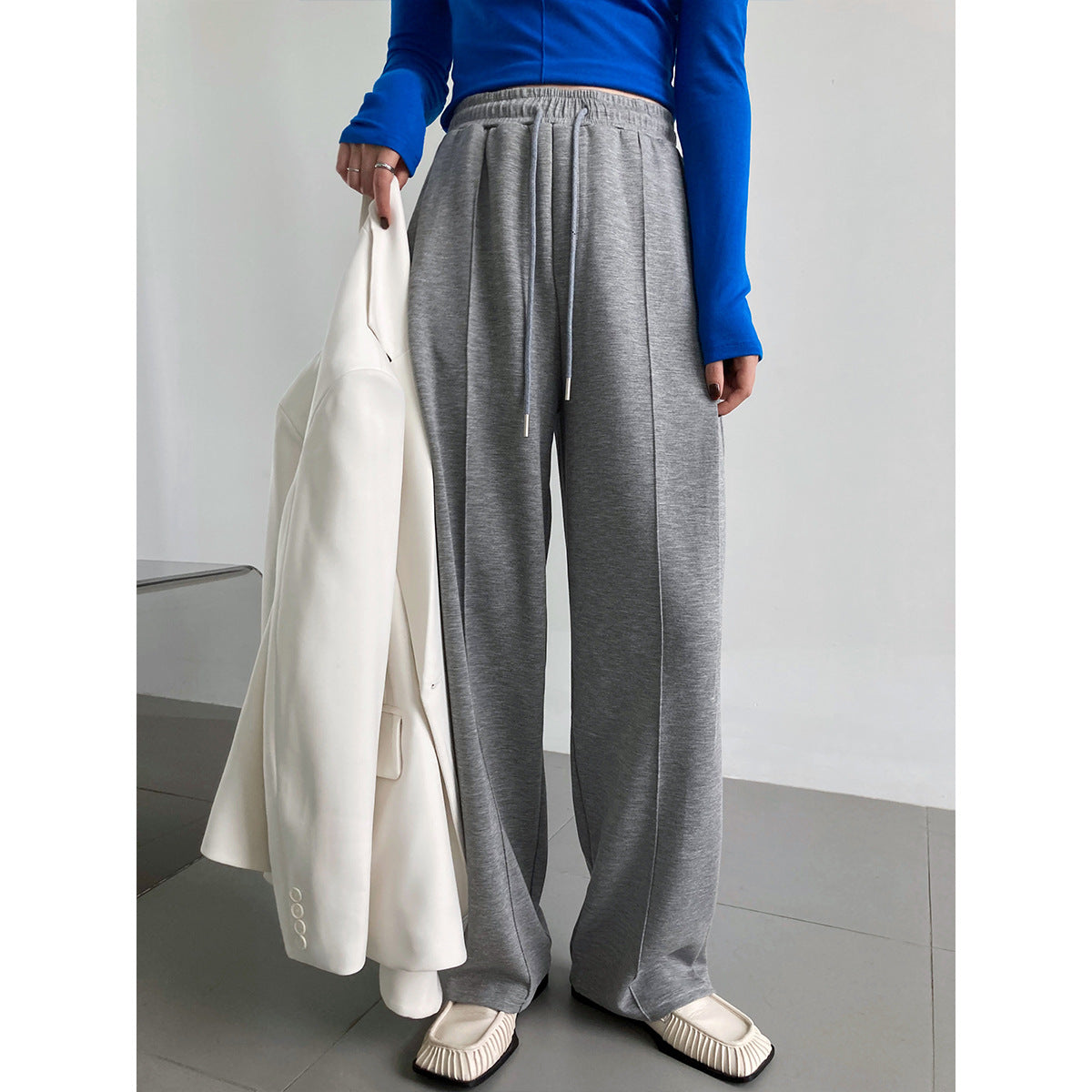 Soft Glutinous Air Layer Sports Trousers Women Loose Casual Elastic Waist