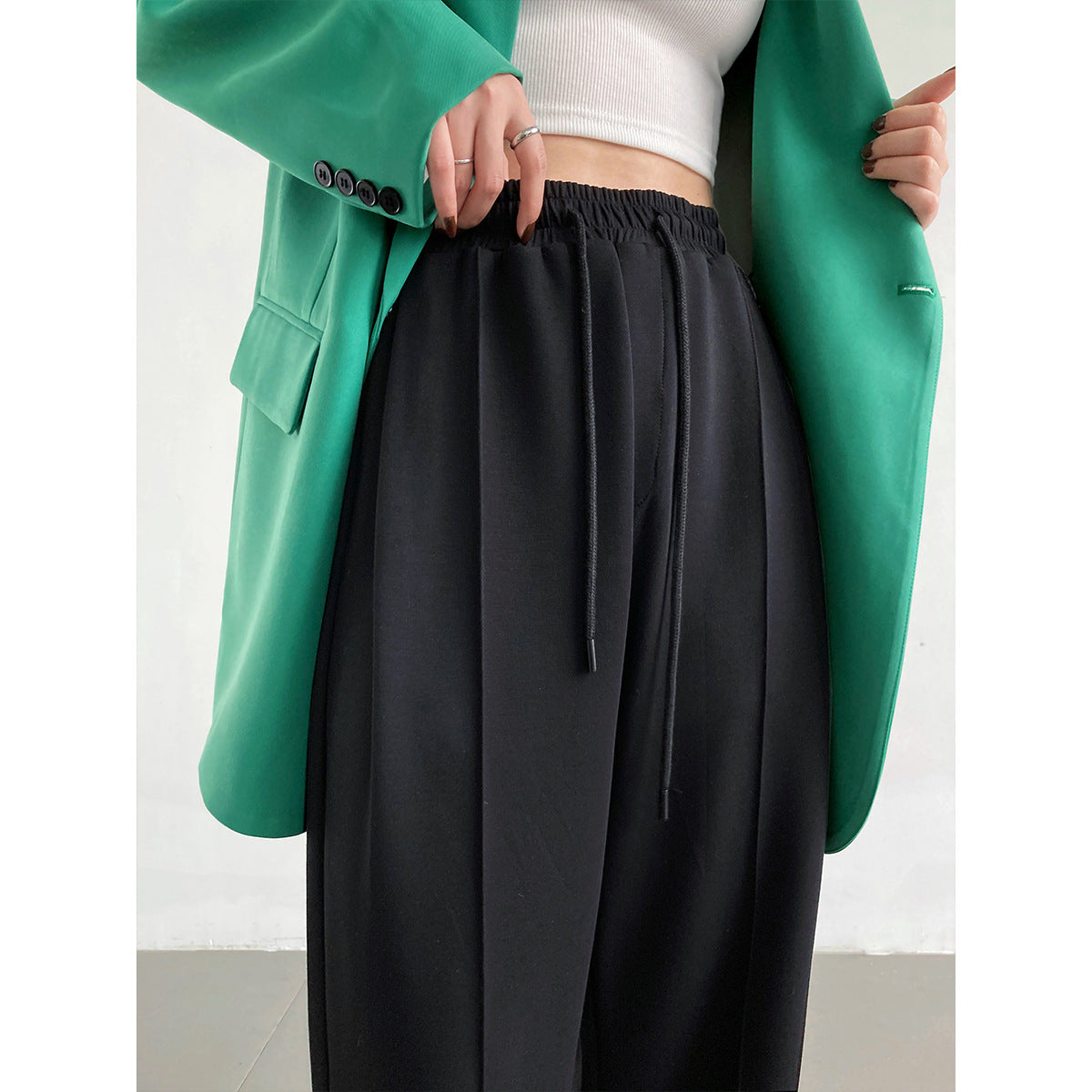 Soft Glutinous Air Layer Sports Trousers Women Loose Casual Elastic Waist