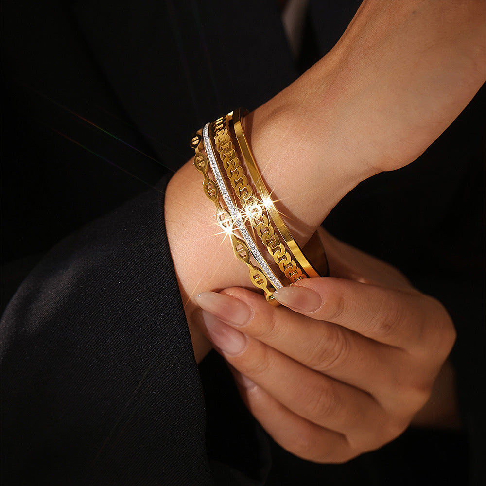 Buckle Bracelet Rhinestone Exaggerated Affordable Luxury Style