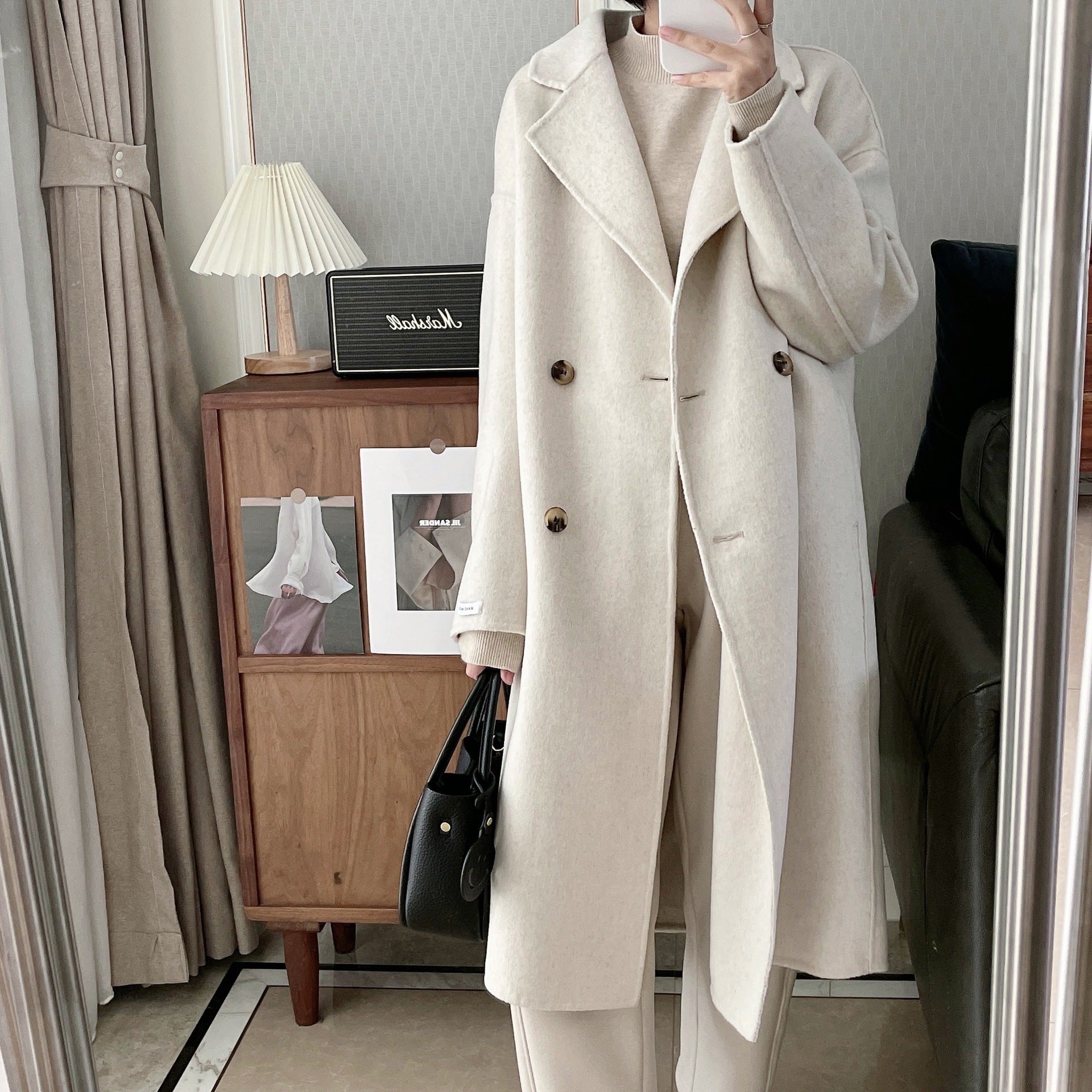 Overcoat Long Wool Reversible Cashmere Coat Mid-length