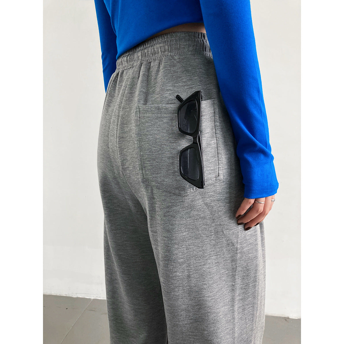 Soft Glutinous Air Layer Sports Trousers Women Loose Casual Elastic Waist