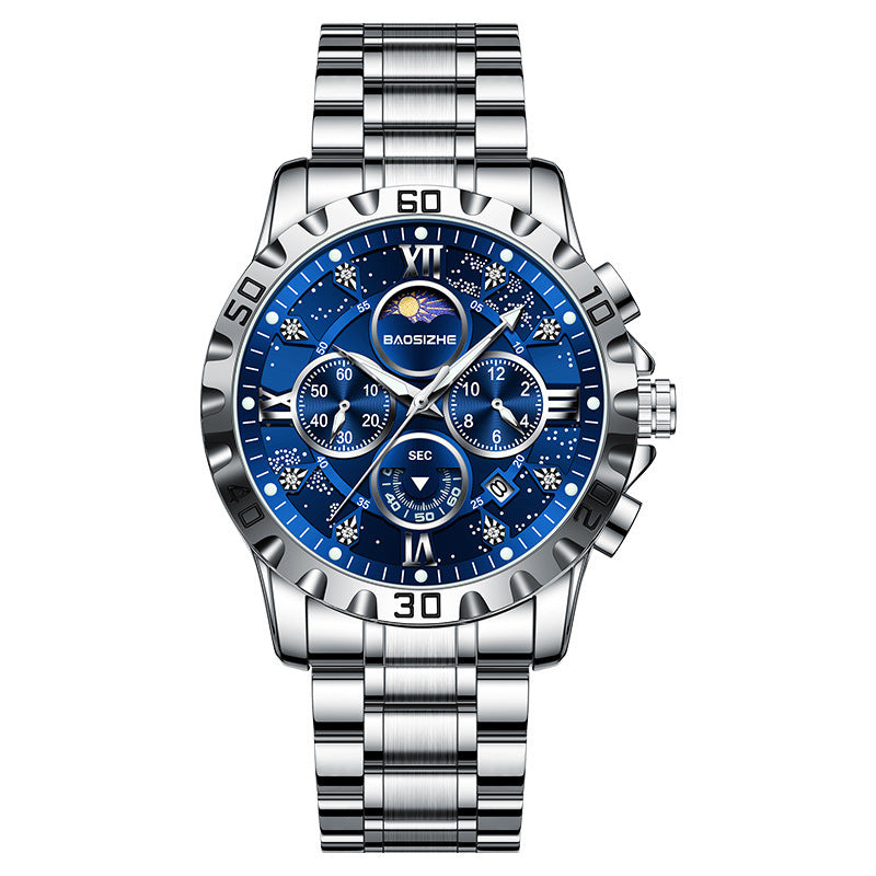 Automatic Non-mechanical Watch Steel Belt Waterproof Quartz Watch Men&