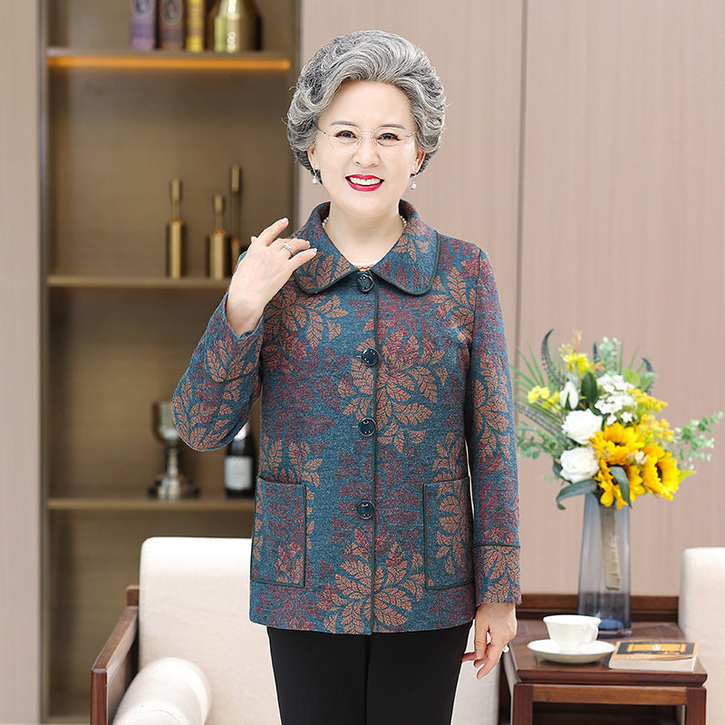 Middle-aged And Elderly Fleece-lined Padded Lapel Clothes