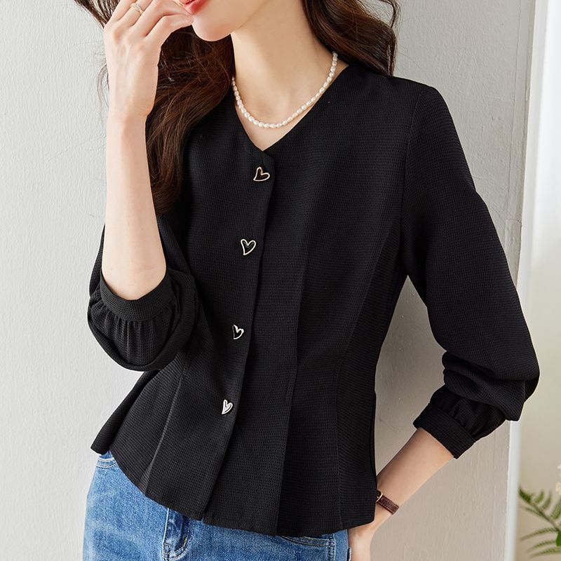 Chic Western Style High-grade Tight Waist Slimming And Short Small Shirt