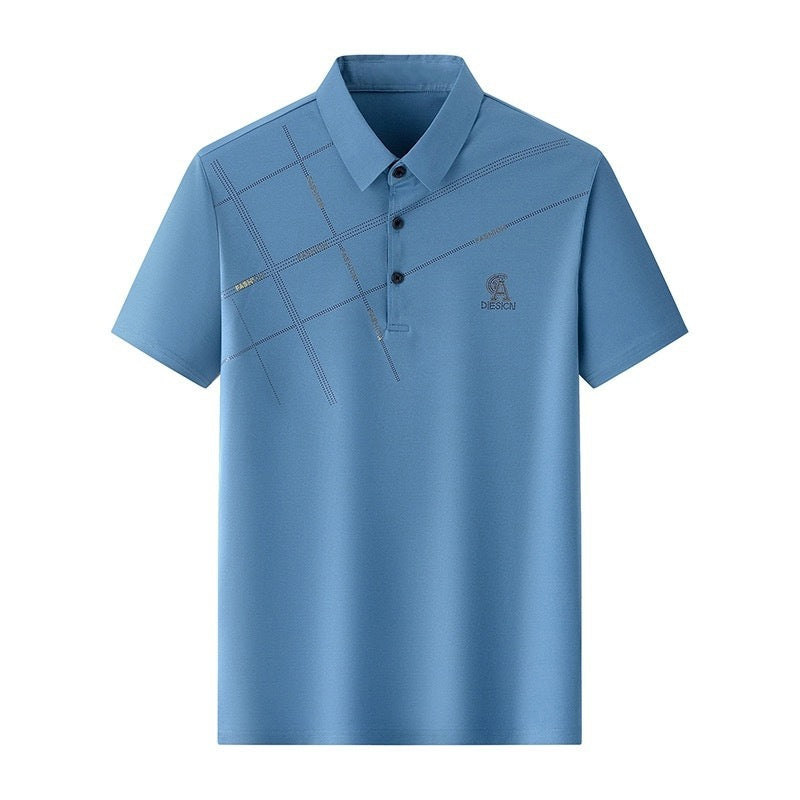 Business Casual Lapels T-shirt Middle-aged Men&