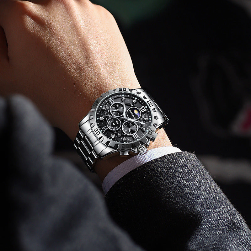 Automatic Non-mechanical Watch Steel Belt Waterproof Quartz Watch Men&