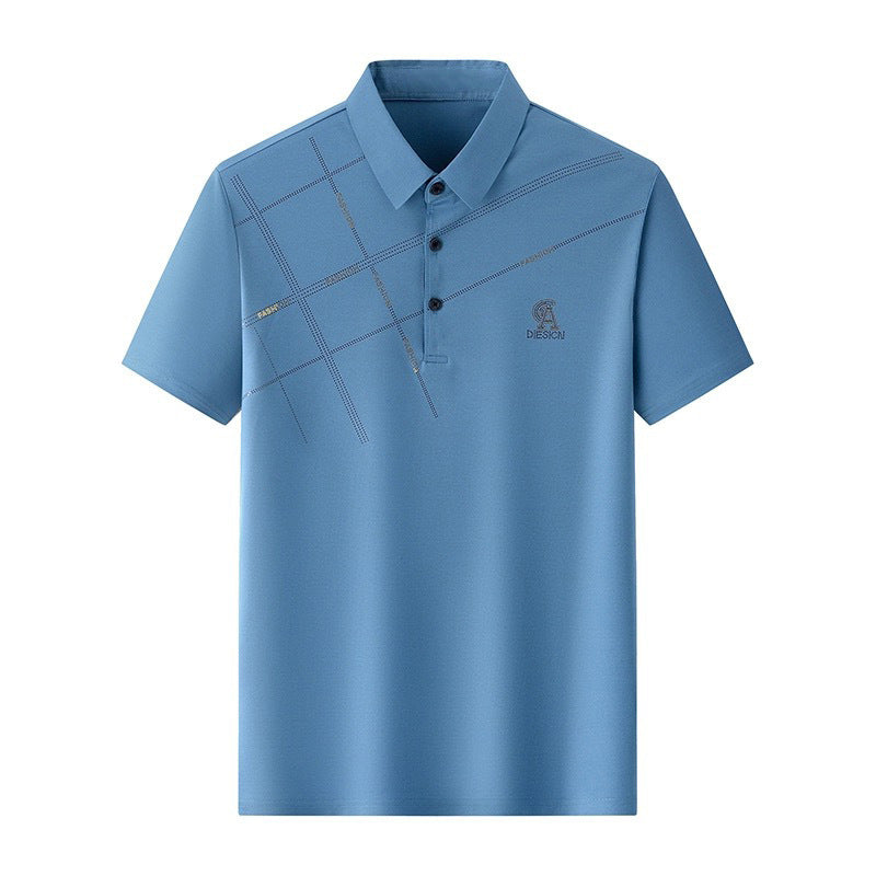 Business Casual Lapels T-shirt Middle-aged Men&