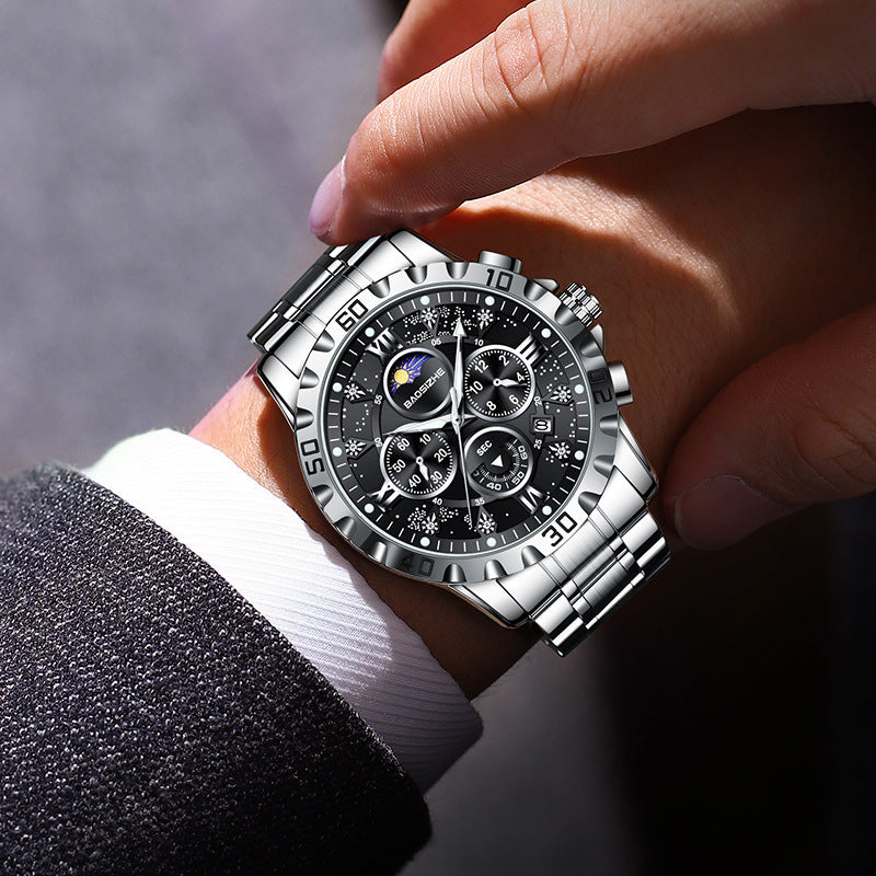 Automatic Non-mechanical Watch Steel Belt Waterproof Quartz Watch Men&