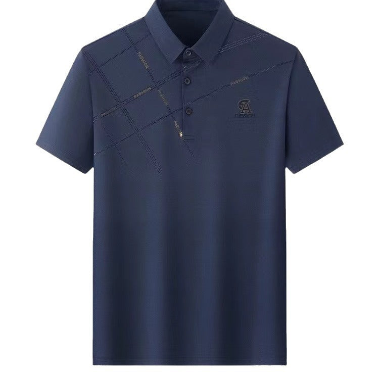 Business Casual Lapels T-shirt Middle-aged Men&