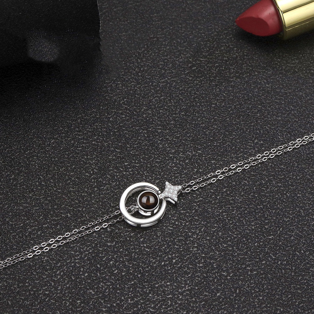 S925 Round Star Studded Diamond Women&