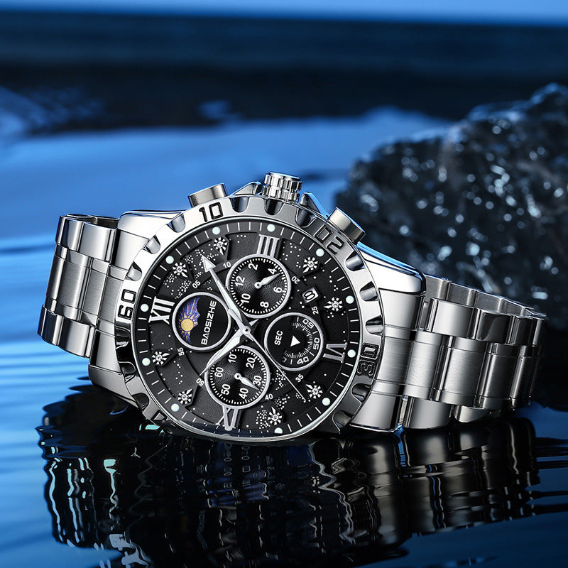 Automatic Non-mechanical Watch Steel Belt Waterproof Quartz Watch Men&