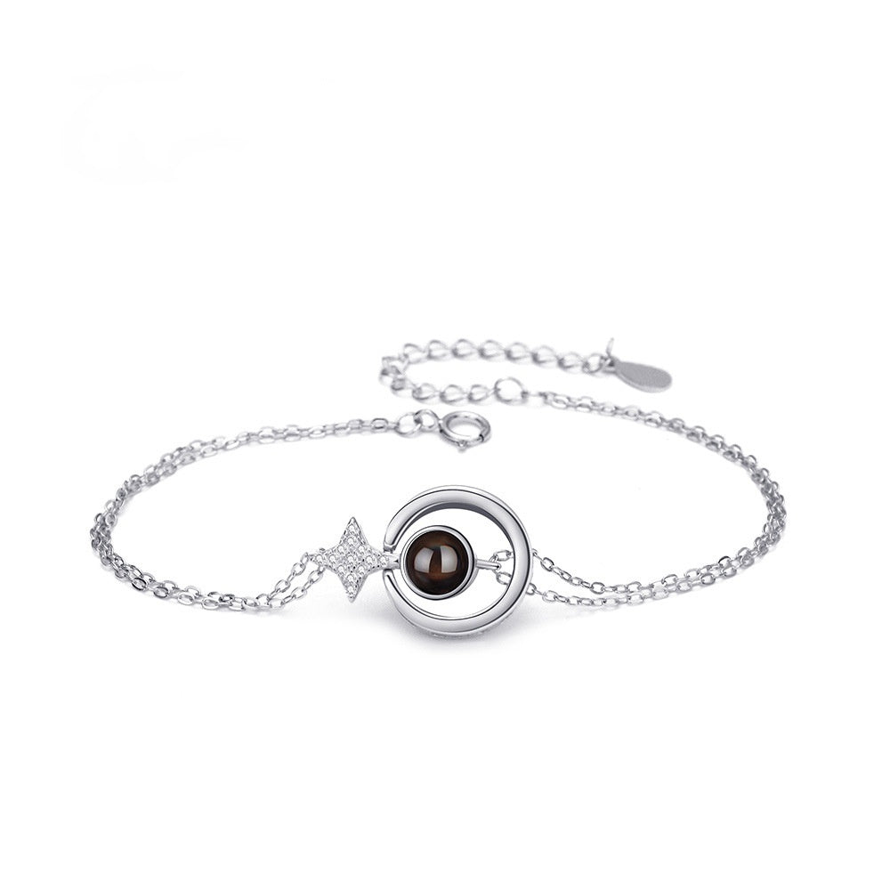 S925 Round Star Studded Diamond Women&