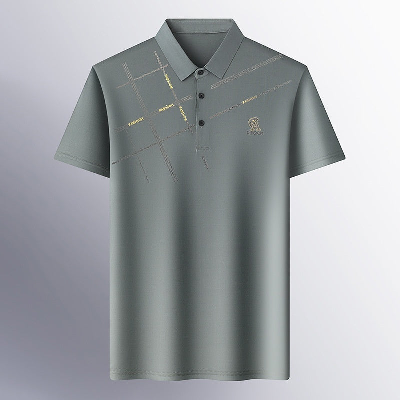 Business Casual Lapels T-shirt Middle-aged Men&