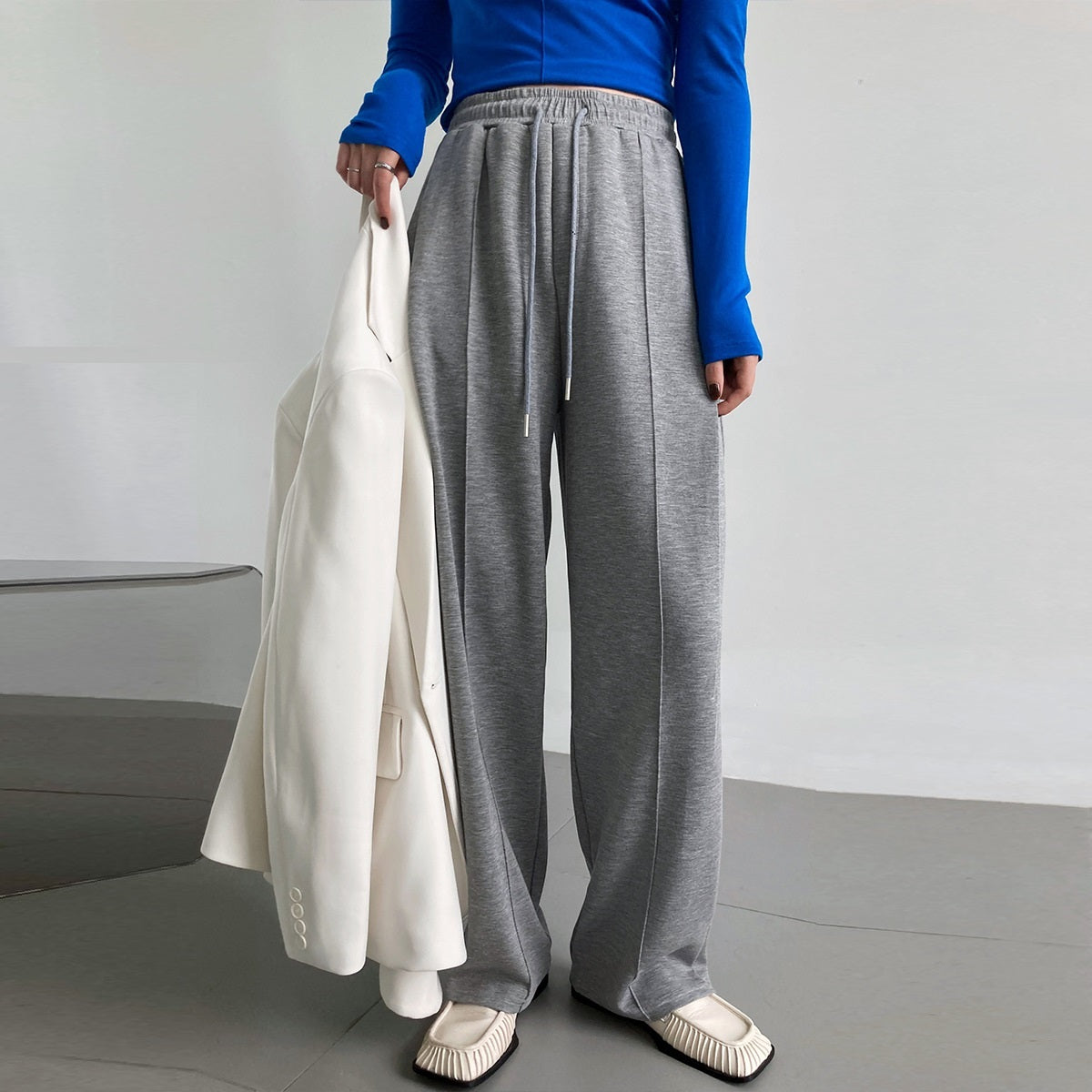 Soft Glutinous Air Layer Sports Trousers Women Loose Casual Elastic Waist