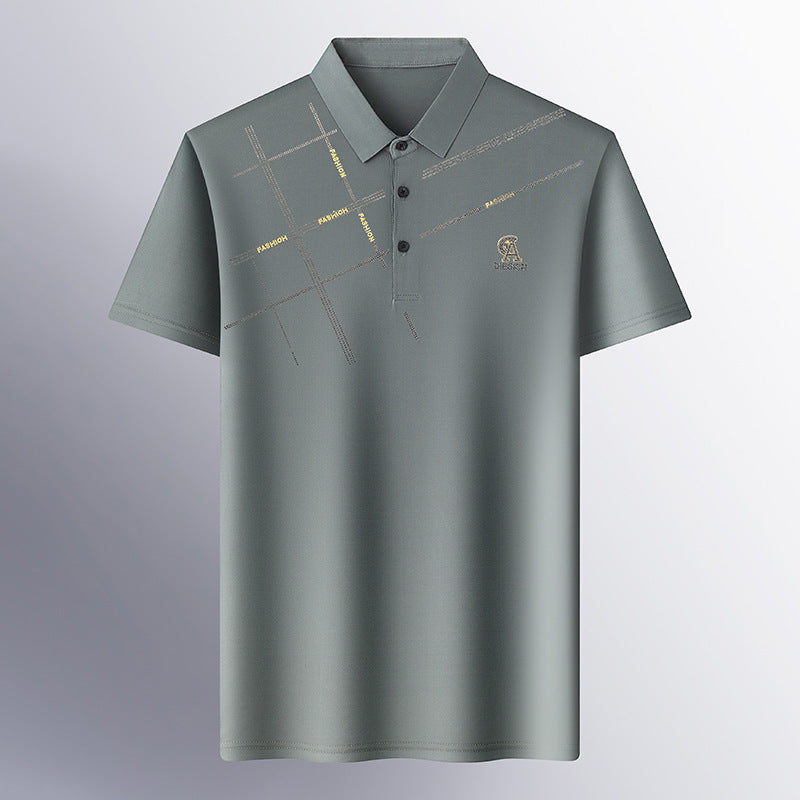Business Casual Lapels T-shirt Middle-aged Men&
