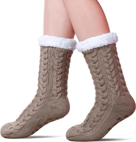 Women'S Winter Super Soft Warm Cozy Fuzzy Fleece-Lined with Grippers Slipper Socks