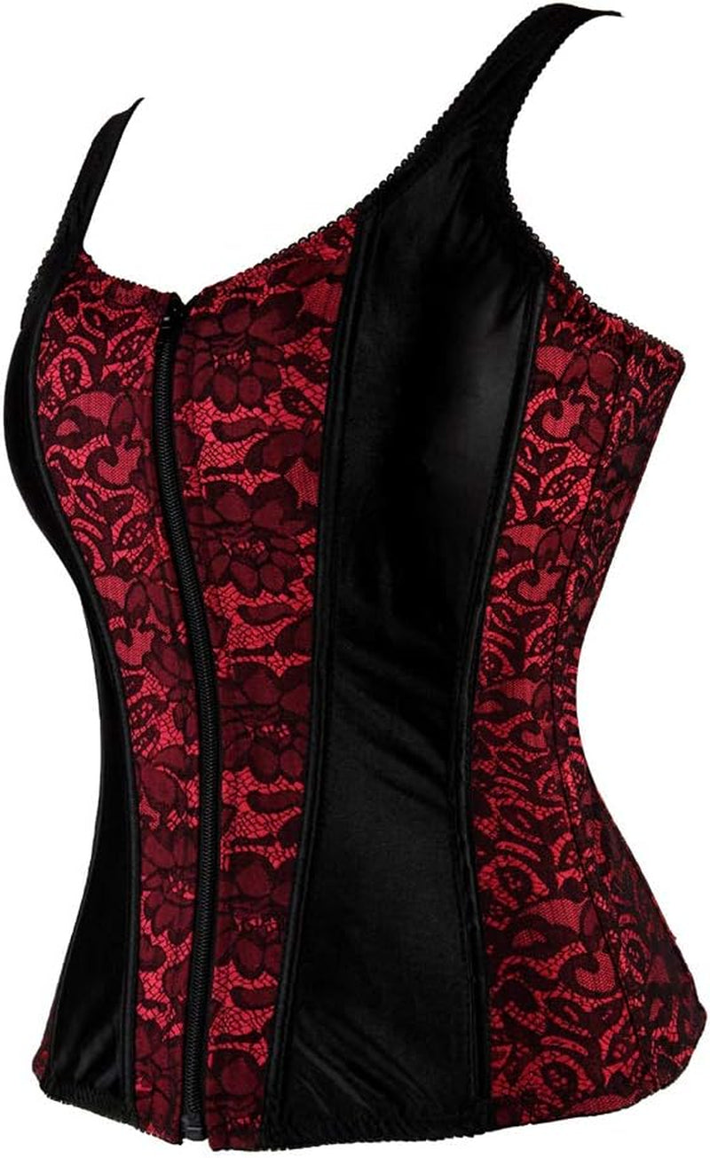 Women Sexy Boned Lace up Corsets and Strap Bustiers Top Overbust Shaper