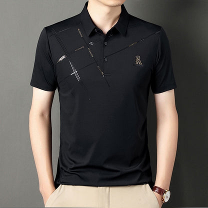 Business Casual Lapels T-shirt Middle-aged Men&