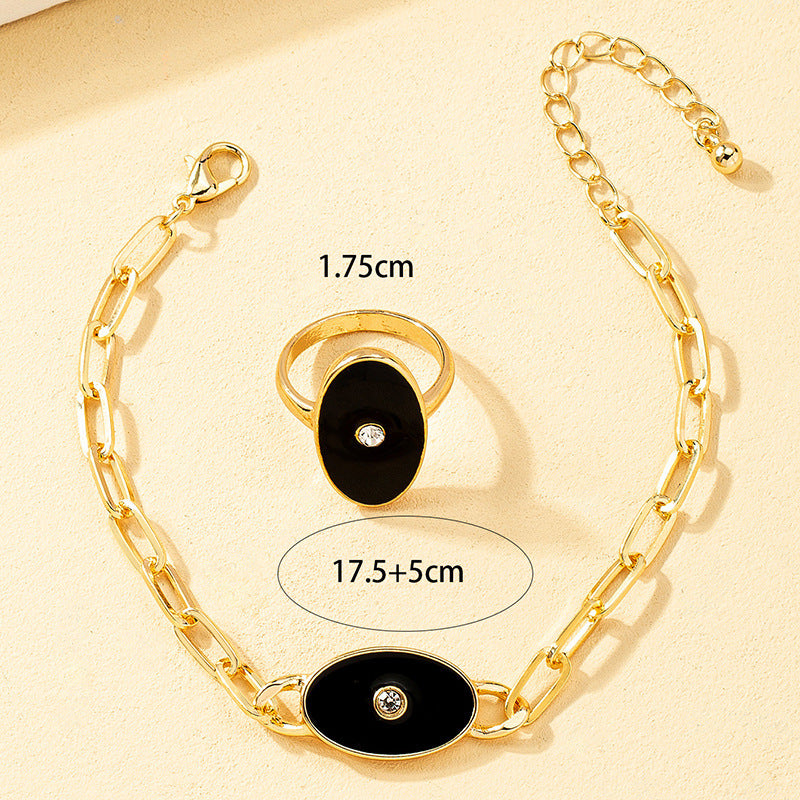 Rose Flower Dripping Oil Bracelet Ring Suit