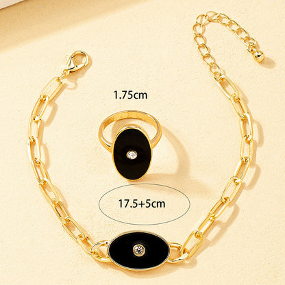 Rose Flower Dripping Oil Bracelet Ring Suit