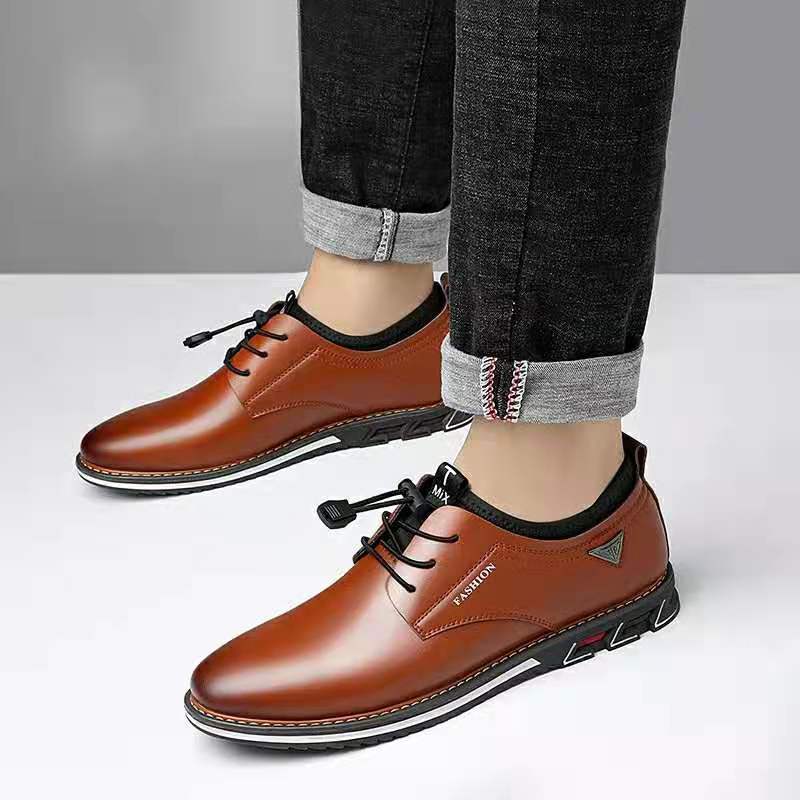 Leather shoes round toe trend shoes comfortable men&