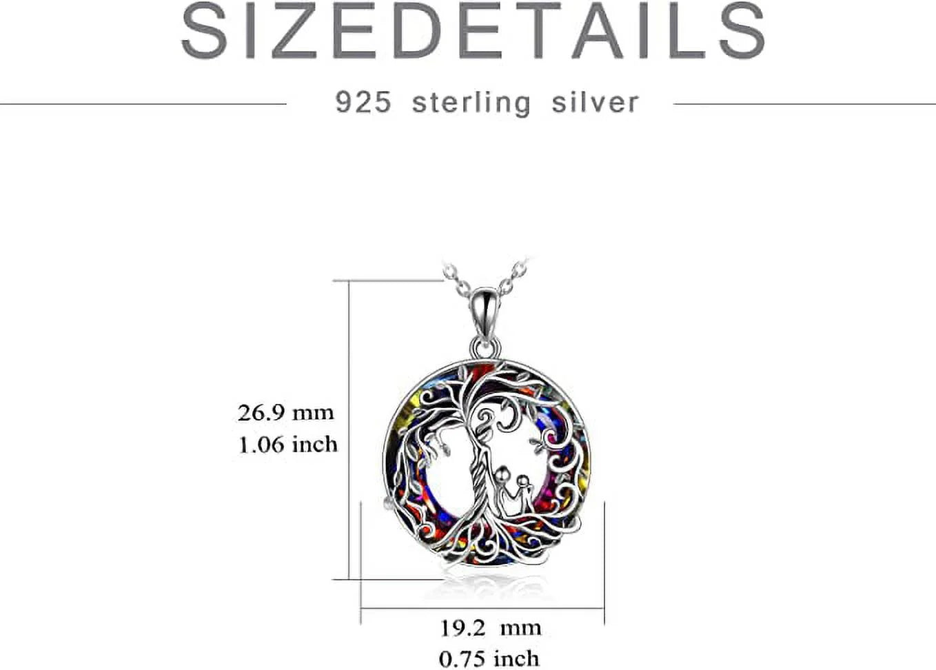 Christmas Gifts for Women Mother and 2 Family Members Sterling Silver Family Tree of Life Pendant Necklace with Purple Crystal Jewelry Mom Christmas Gifts