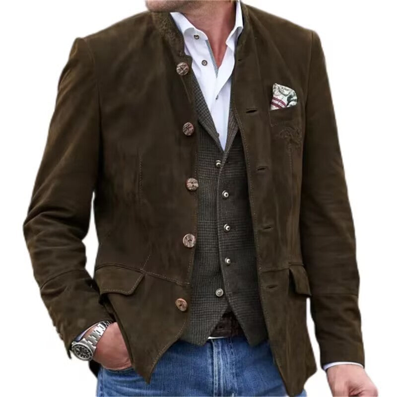 Button Stand Collar Men&