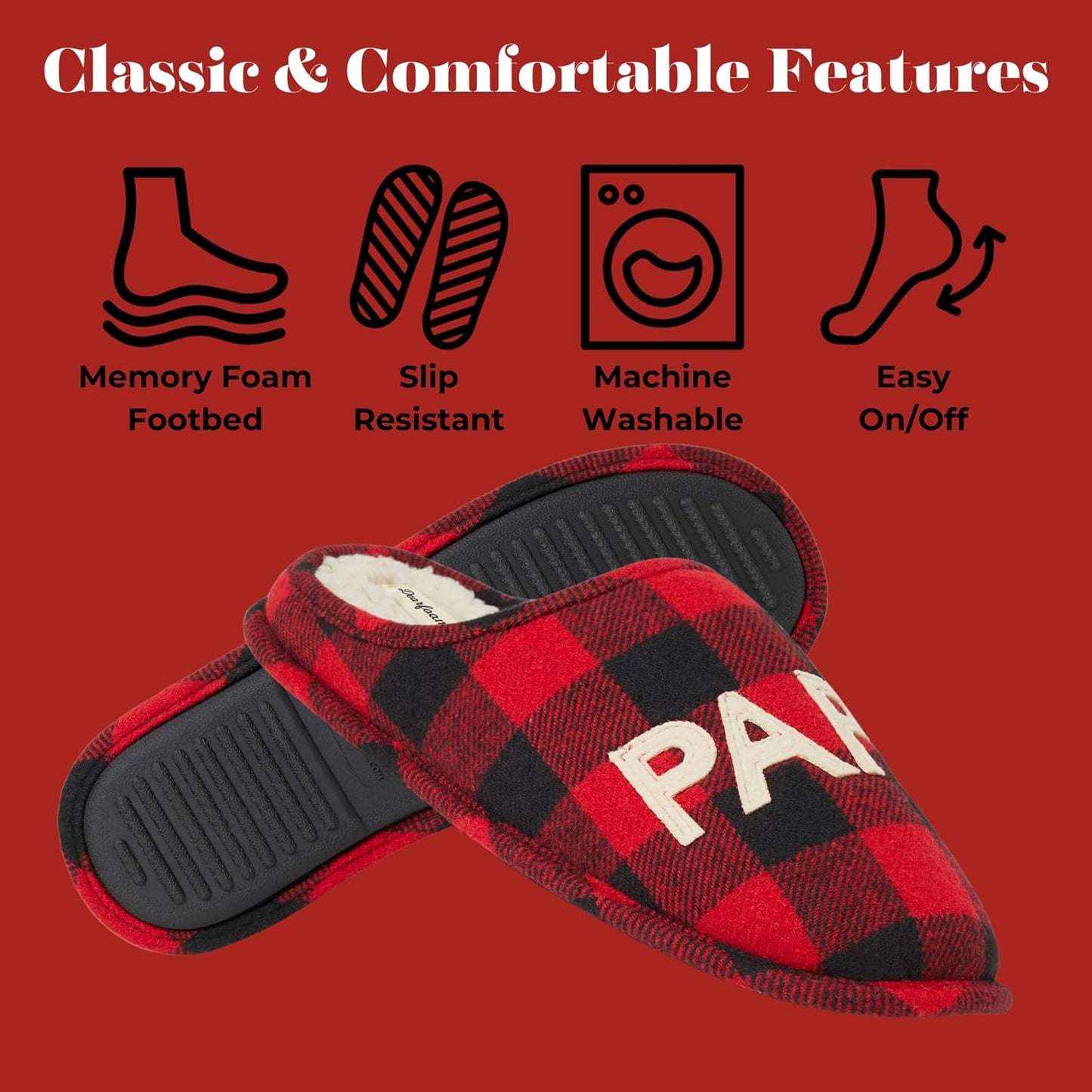 Men'S Papa Bear Buffalo Plaid Clog Slipper