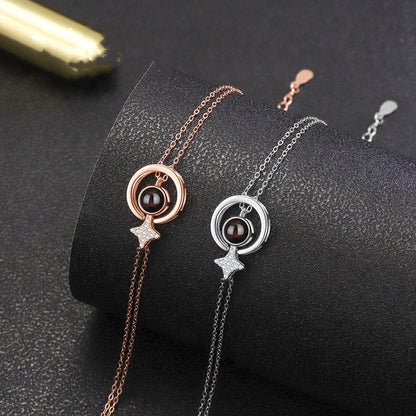S925 Round Star Studded Diamond Women&