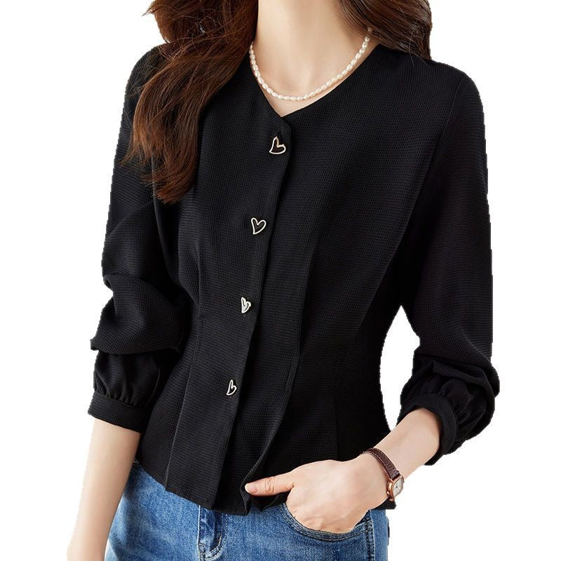 Chic Western Style High-grade Tight Waist Slimming And Short Small Shirt