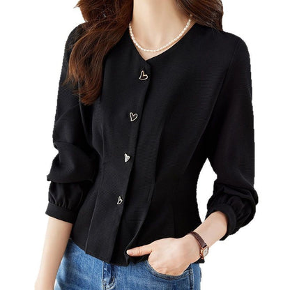 Chic Western Style High-grade Tight Waist Slimming And Short Small Shirt