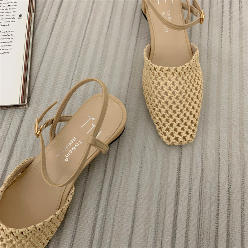 Vintage Weave Hollow-out Closed Toe Sandals Women