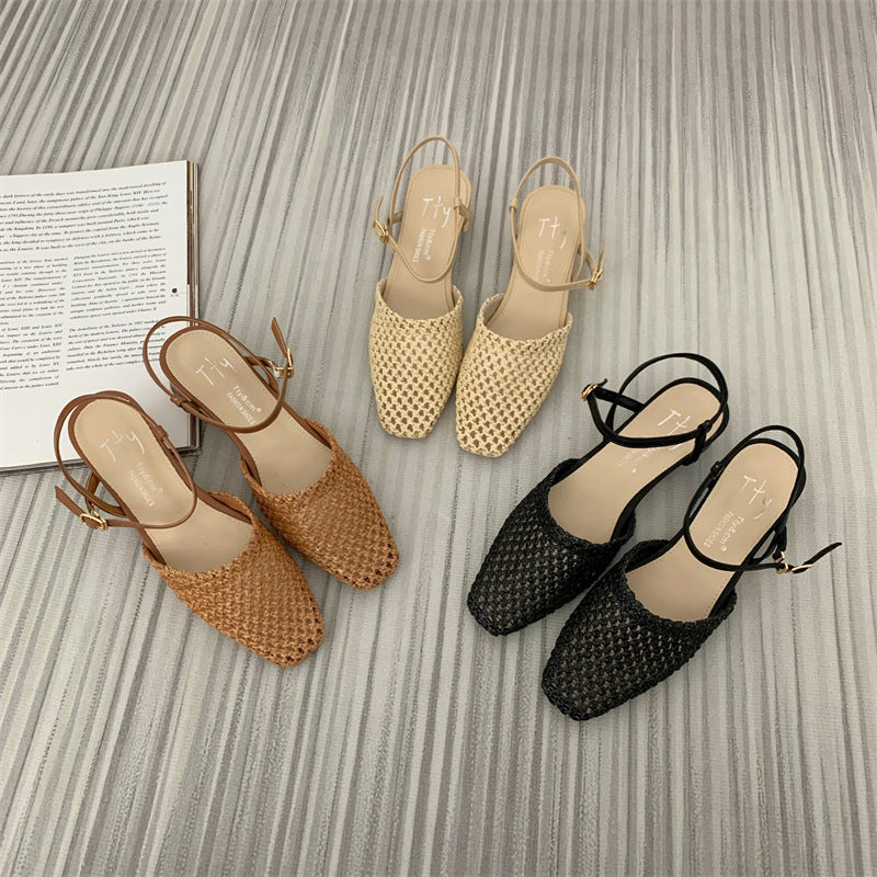 Vintage Weave Hollow-out Closed Toe Sandals Women