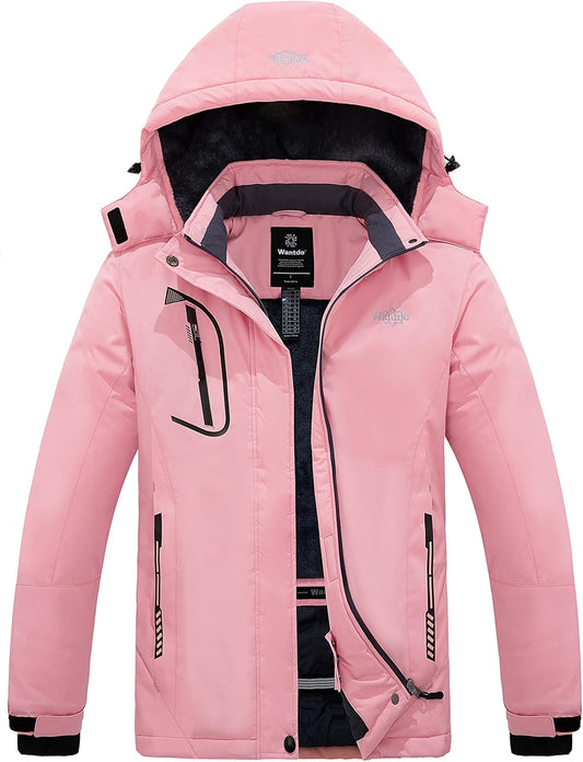 Women'S Mountain Waterproof Ski Jacket Windproof Rain Jacket Winter Warm Hooded Coat