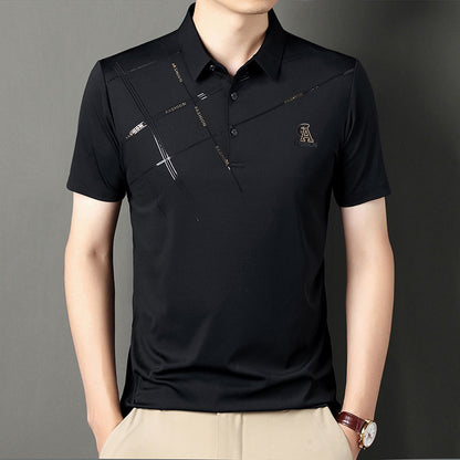 Business Casual Lapels T-shirt Middle-aged Men&