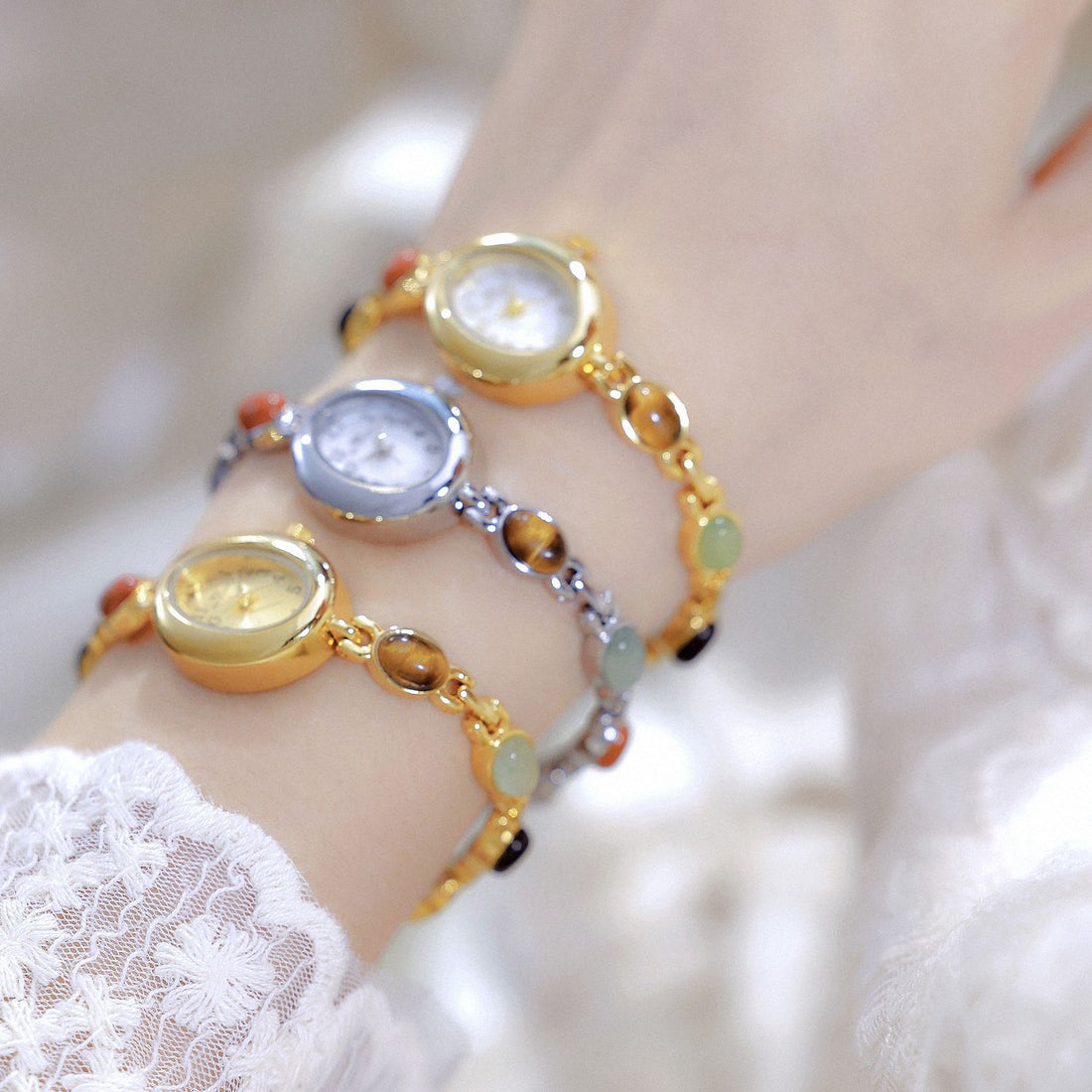 Natural Jade Multi-treasure Bracelet Fu Lu Shou